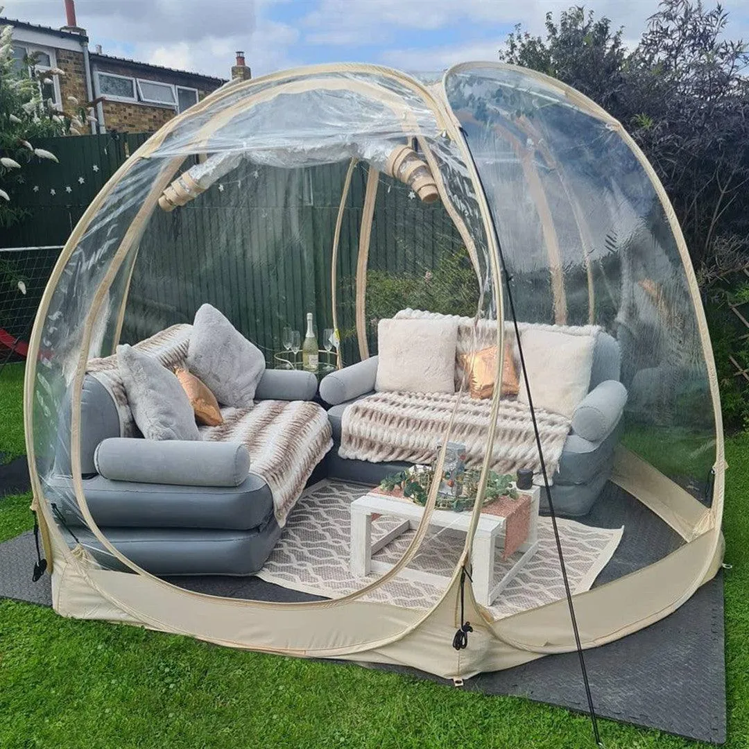 𝐀𝐥𝐯𝐚𝐧𝐭𝐨𝐫 ® Clear Bubble Tent Pop Up Gazebo 𝗖𝗟𝗘𝗔𝗥 𝗧𝗘𝗡𝗧™ - Large Oversize Weather Proof Pod - Cold Protection Camping Tent - Winter Tent Beige