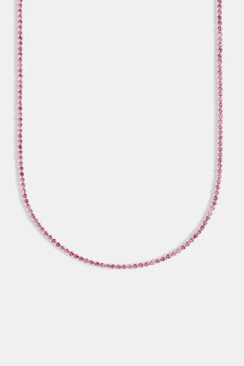 2mm Pink Iced CZ Micro Tennis Chain