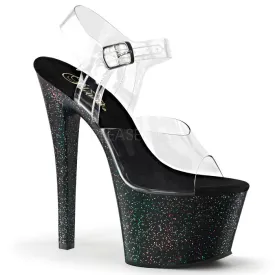 7" Heel Ankle Strap Sandal Featuring Iridescent Glitter (SKY-308MG)