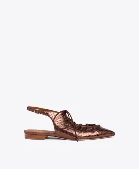 Alessandra Metallic Brown Flat Slingbacks