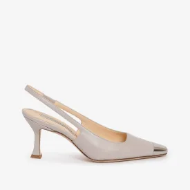 Beige  women's leather sling back décolleté