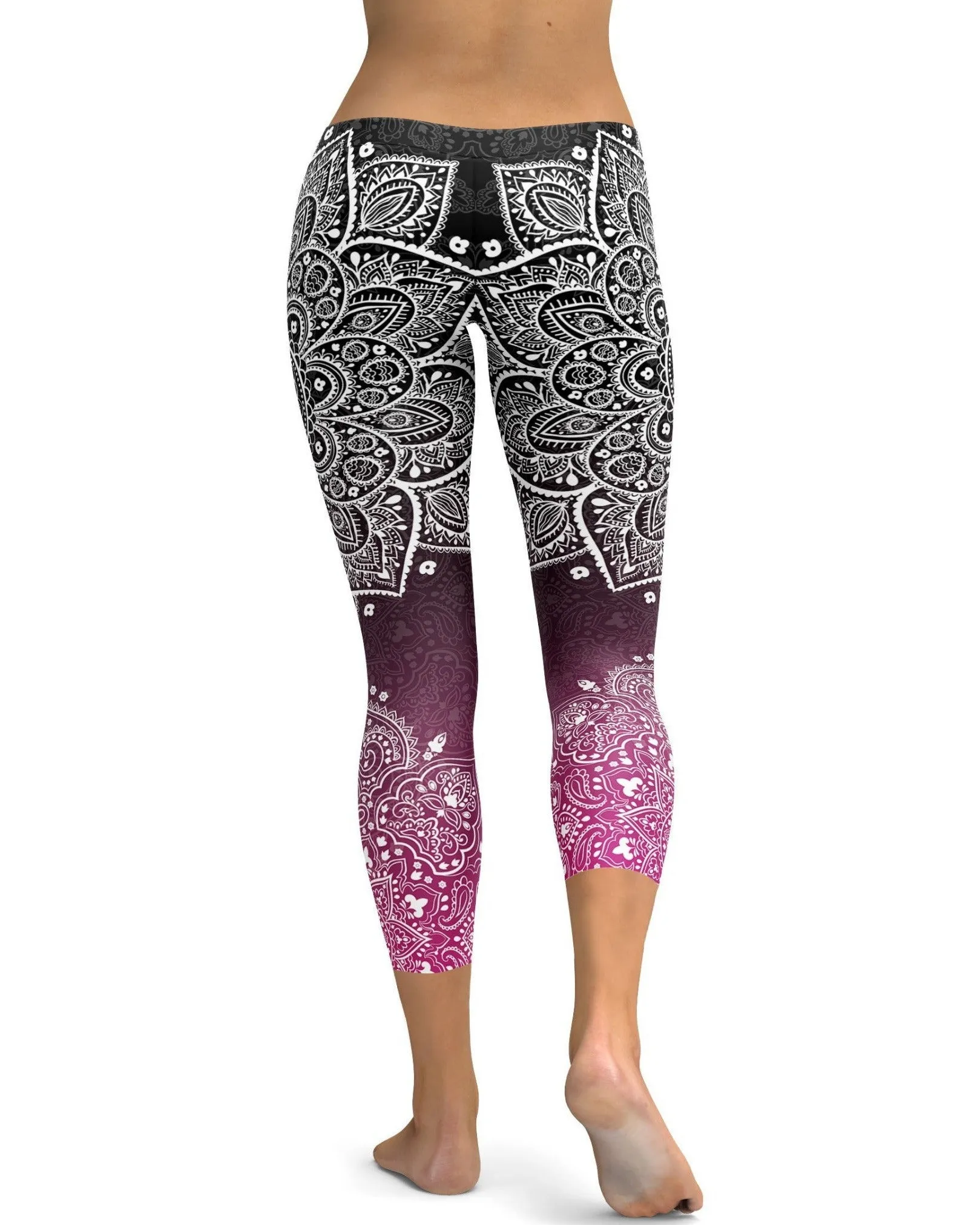 Black to Pink Mandala Capris