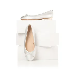 Carla Wide Fit Ballet Flats - Silver Leather