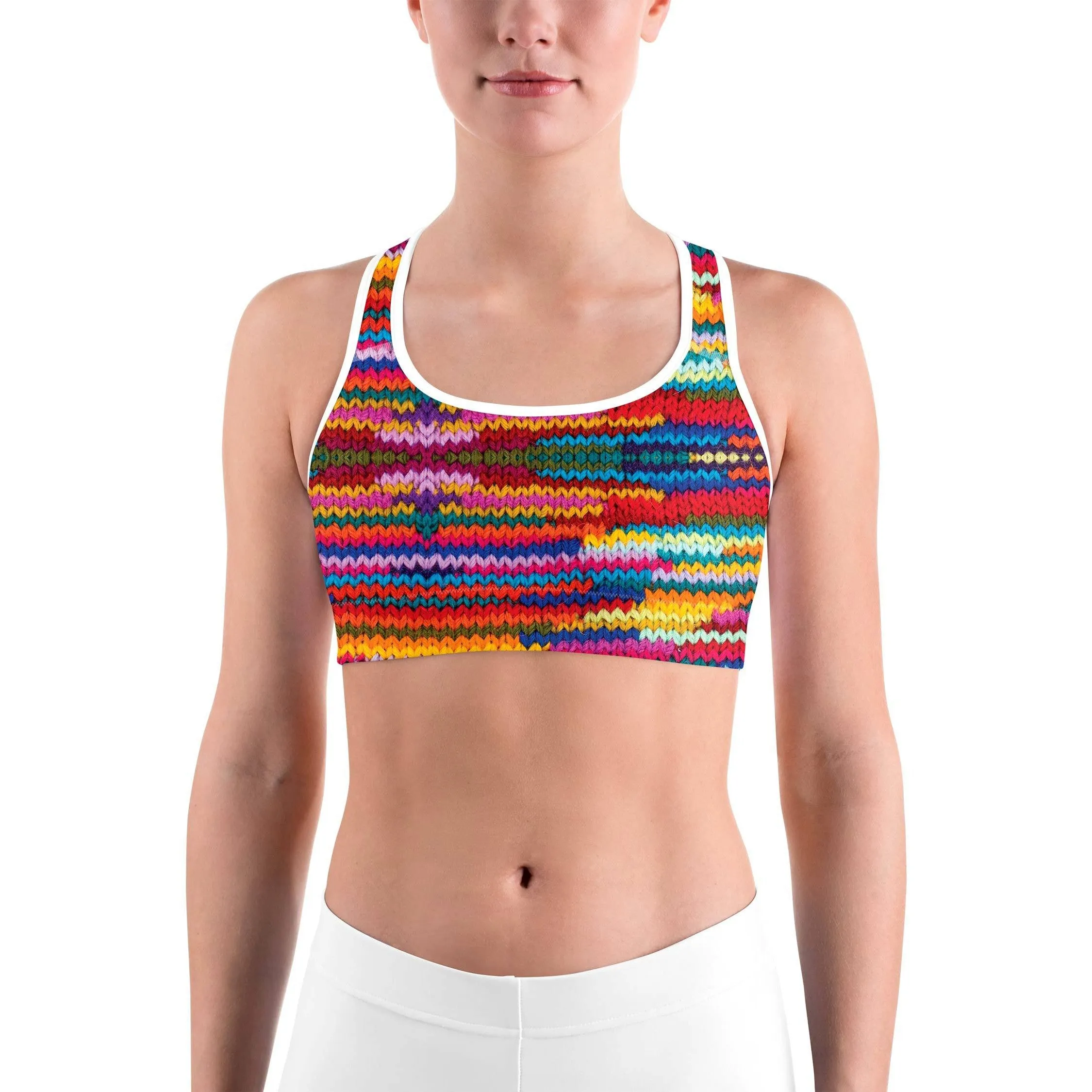 Colorful Knitted Pattern Sports bra