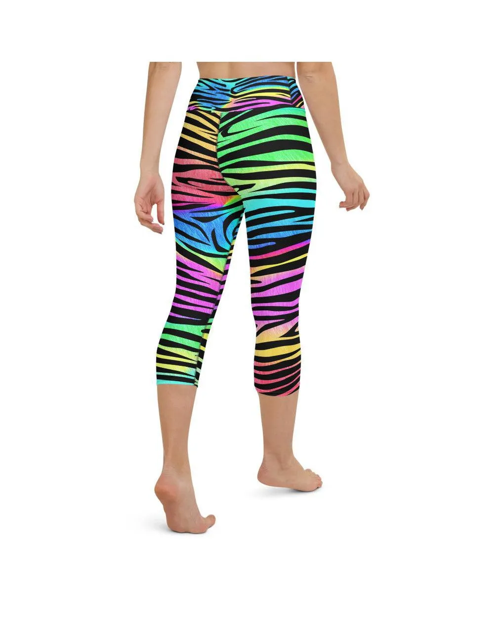 Colorful Zebra Striped Yoga Capris