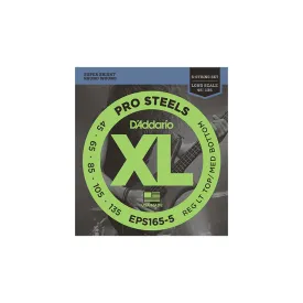 D'Addario EPS165-5 45-135 ProSteel Custom Light Long Scale 5 String Bass Guitar Strings