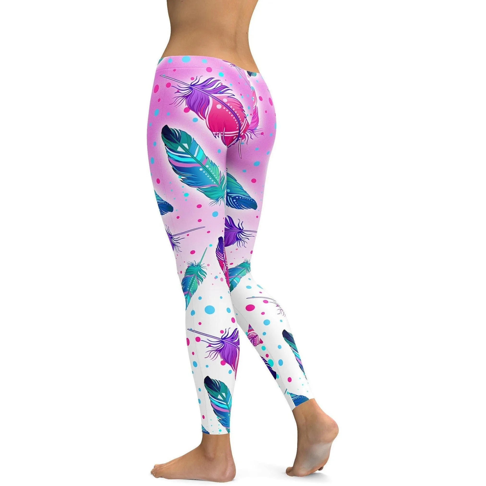 Dreamy Falling Feathers Leggings