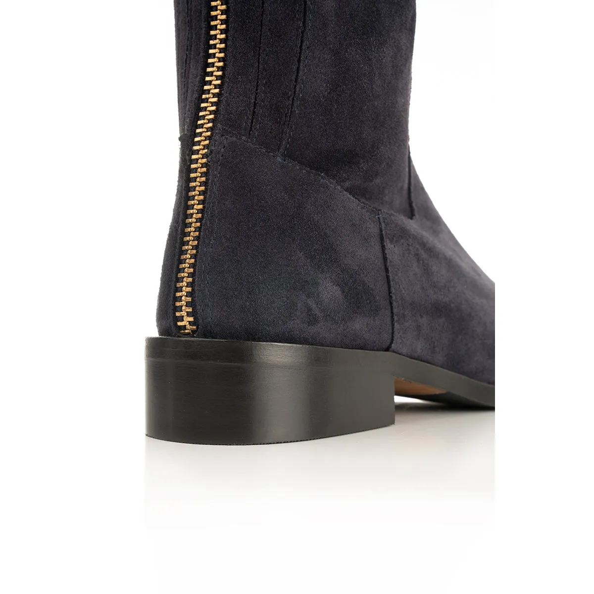 Eddie - Extra-Wide Fit Knee High Boots - Navy Nubuck Suede