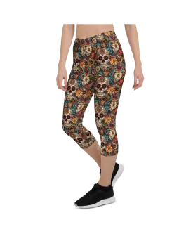 Festival Colorful Sugar Skull Capris