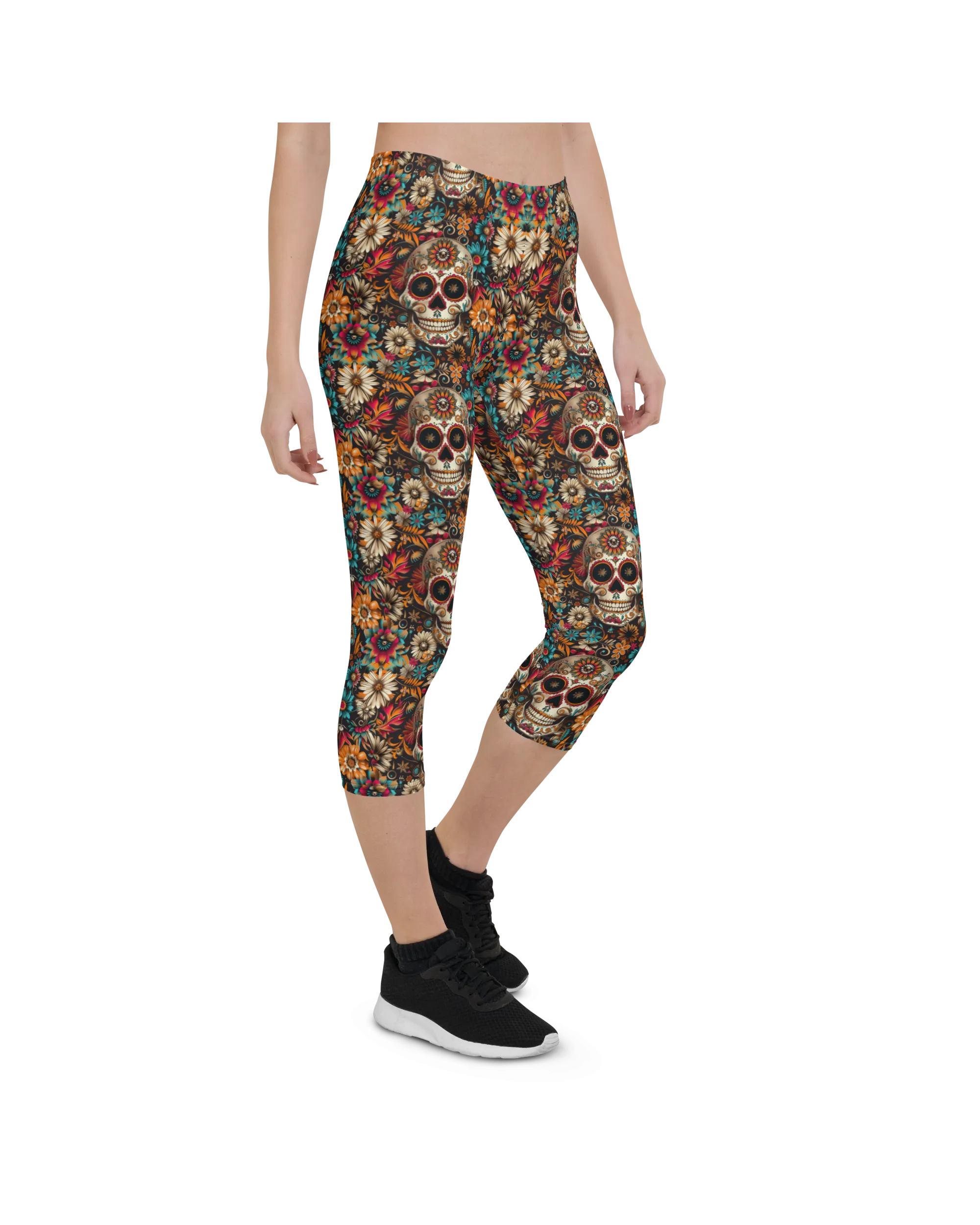 Festival Colorful Sugar Skull Capris