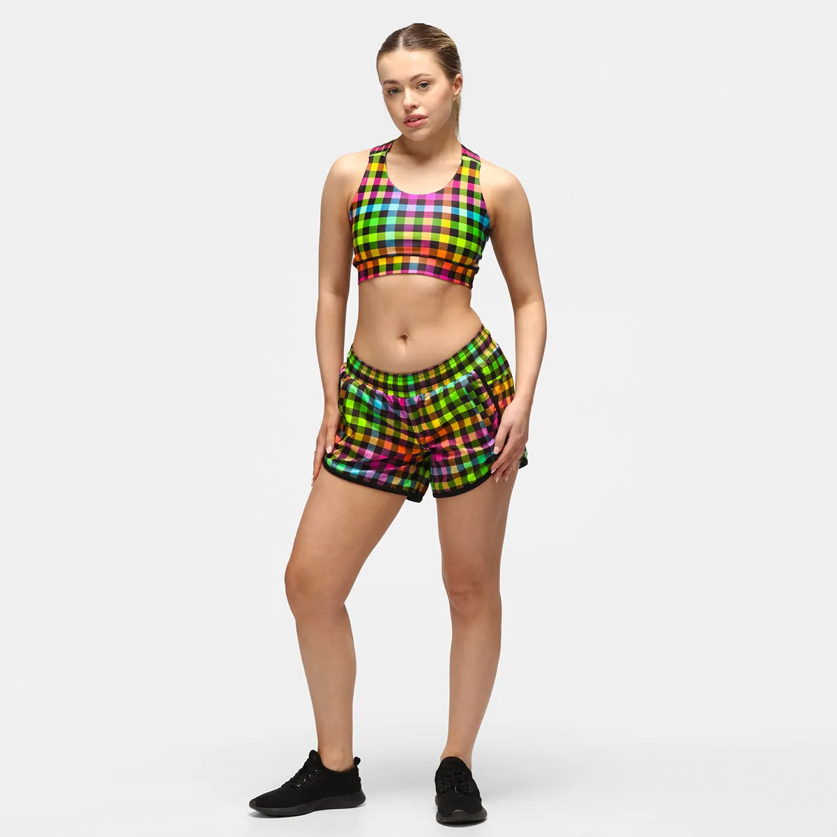 Gingham Glow Loose Fit Workout Shorts