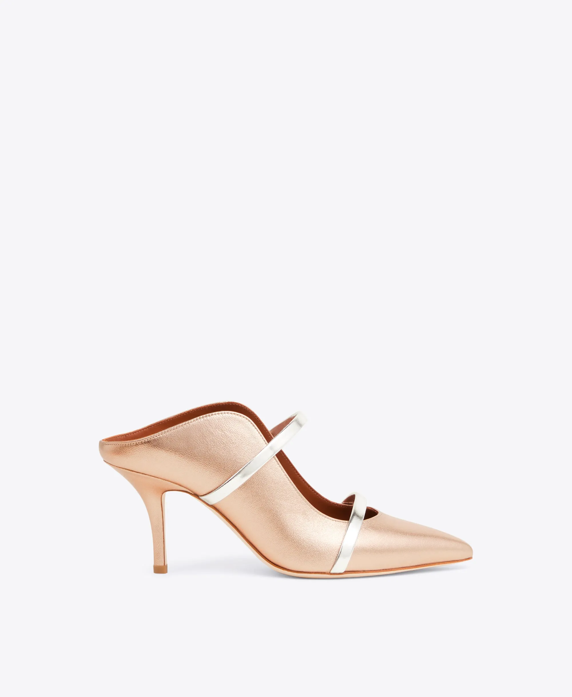 Maureen 70 Gold & Silver Leather Mules