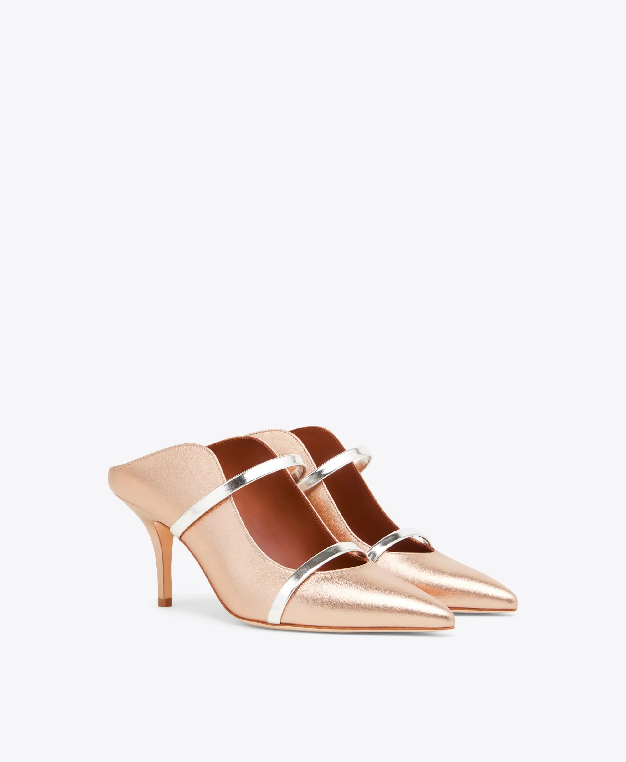 Maureen 70 Gold & Silver Leather Mules