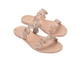 Melissa Flame AD Heart Embellished Slides Beige Slip-on For Women