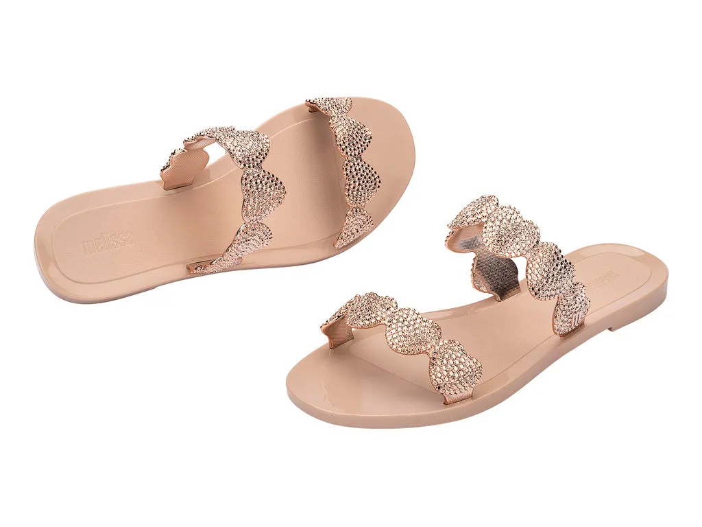 Melissa Flame AD Heart Embellished Slides Beige Slip-on For Women