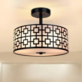 Modern Semi Flush Ceiling Light Fixture, 3-Light Bedroom Ceiling Drum Light