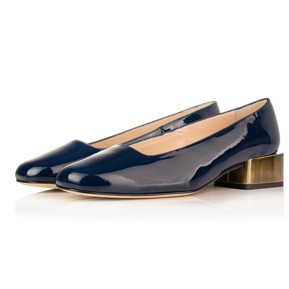 Olive Wide Fit Court Shoe – Navy Patent