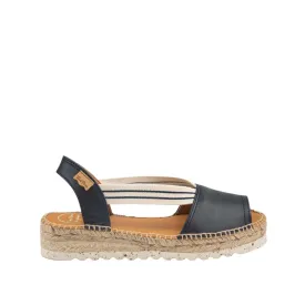 Plain Leather Wedge Espadrille for Women - Estel-SW