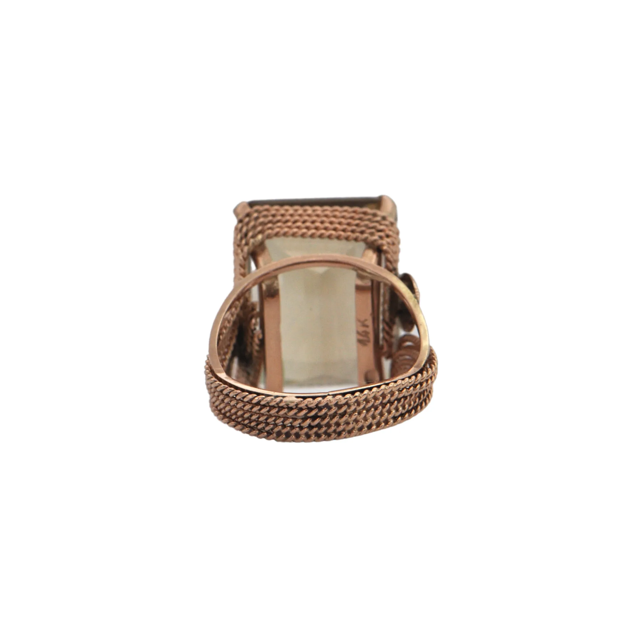 Retro 18.32ct Smoky Quartz 14k Gold Cocktail Ring