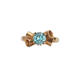 Retro Blue Zircon 14k Gold Ring (C.1940)