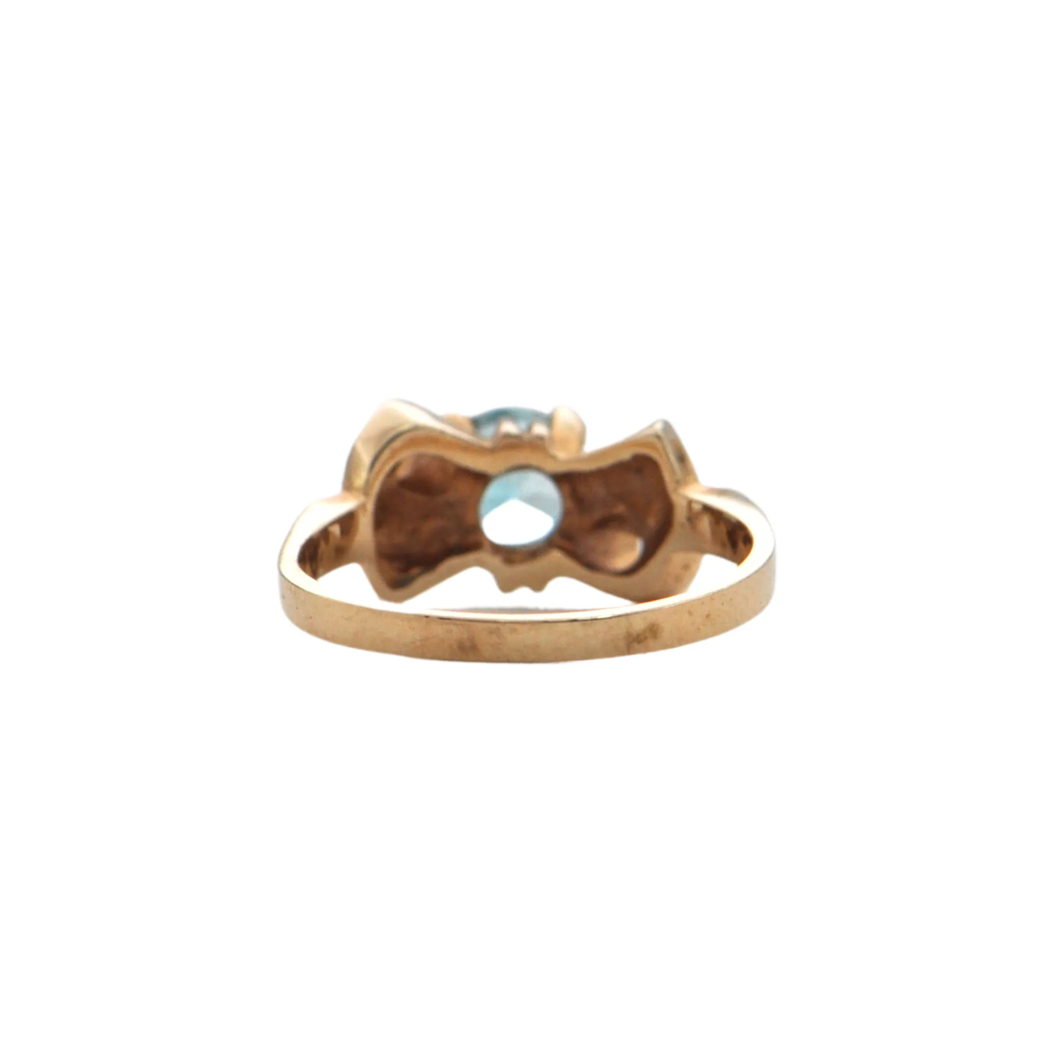 Retro Blue Zircon 14k Gold Ring (C.1940)