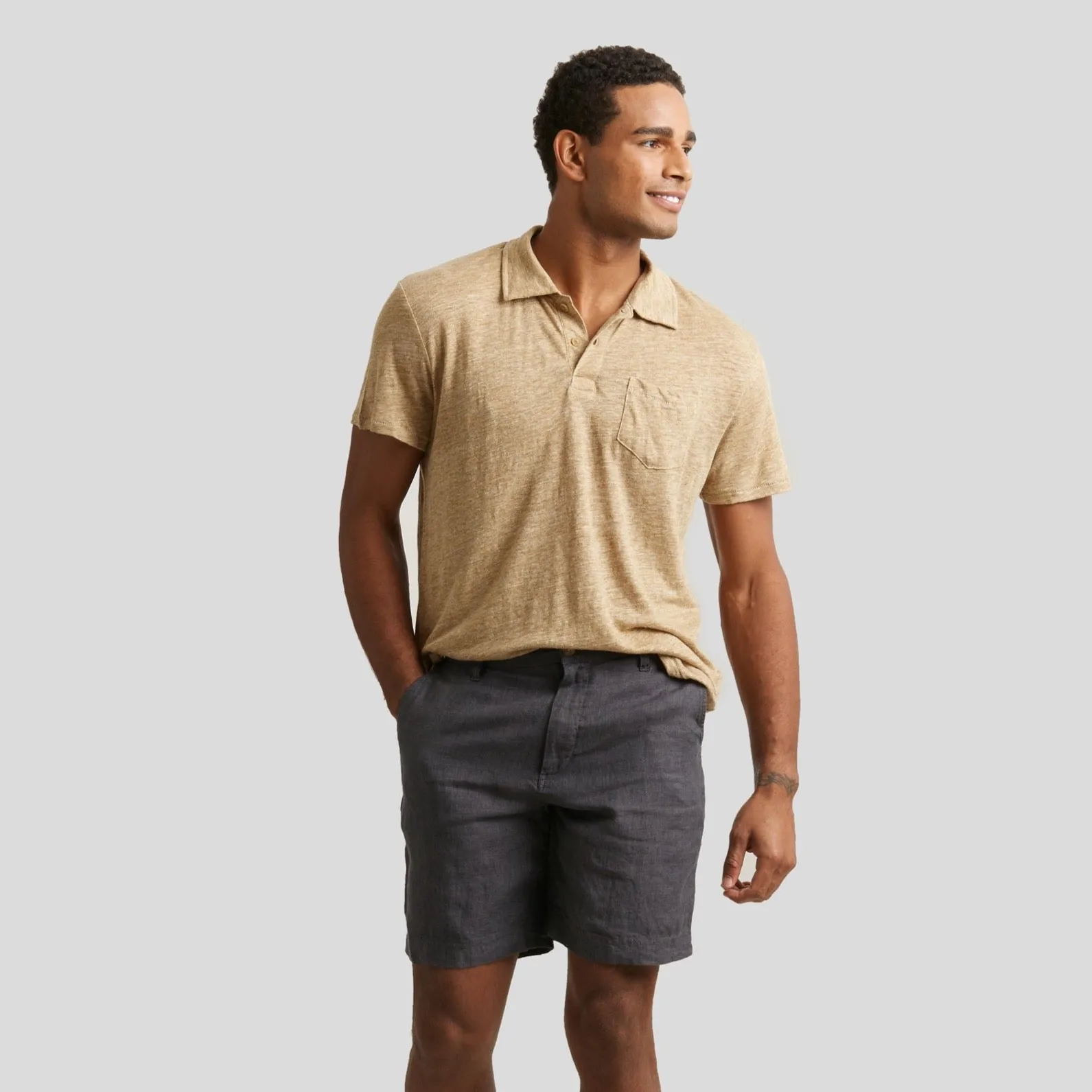 Soldano Linen Polo - Gold (Final Sale)