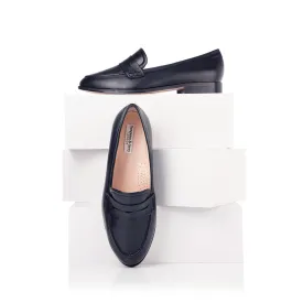 Sylvie Extra-Wide Fit Loafers  - Black Leather